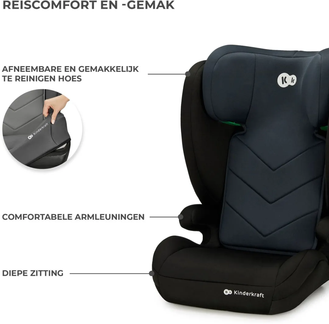 KinderKraft I-SPARK 2-in-1 Autostoel 100-150cm R129 i-Size - Zwart - afbeelding 3 van 6