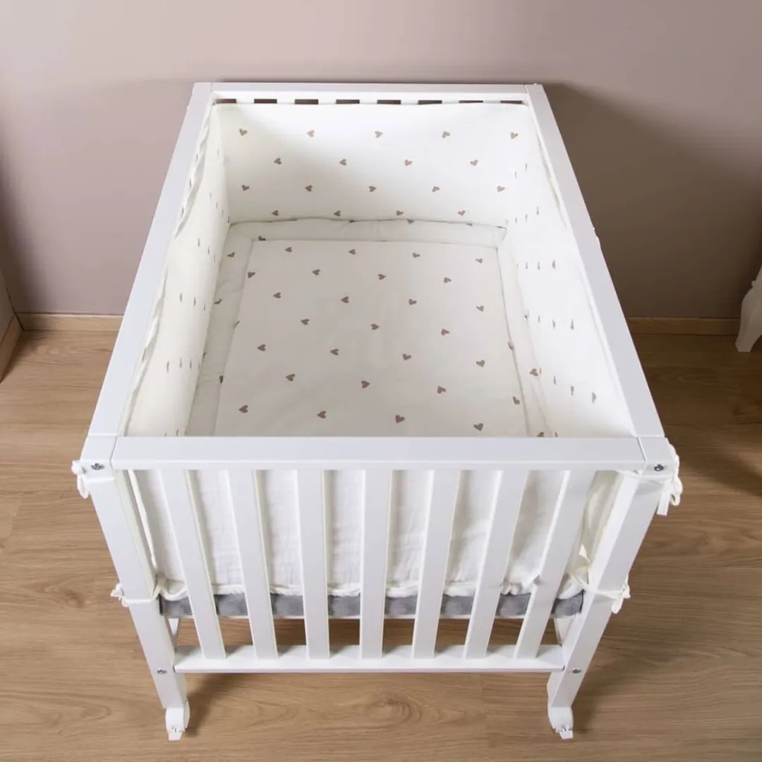 Childhome Boxkleed 75x95cm - Tetra Hartjes - Lichtblauw