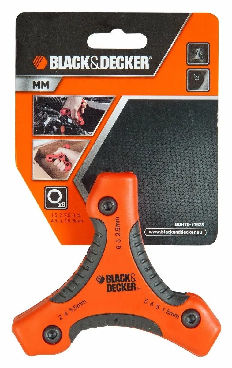 BLACK+DECKER BDHT0-71628 Vouwbare Inbussleutelset 9-delig 1,5-6mm - afbeelding 2 van 4