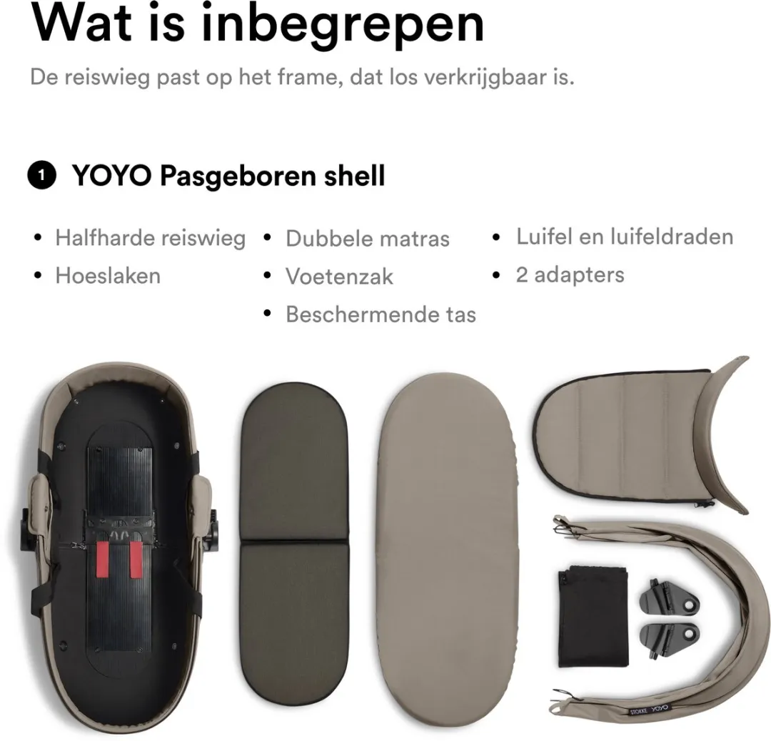Stokke YOYO Newborn Shell Taupe - Inclusief matras & voetenzak