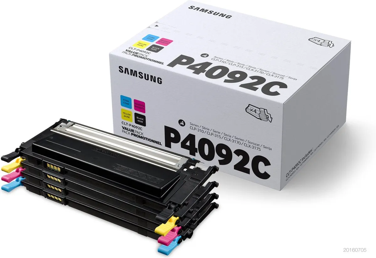Samsung CLT-P4092C SU392A Tonercartridge - 4x Cyaan/Zwart/Magenta/Geel - 4500 Pagina's