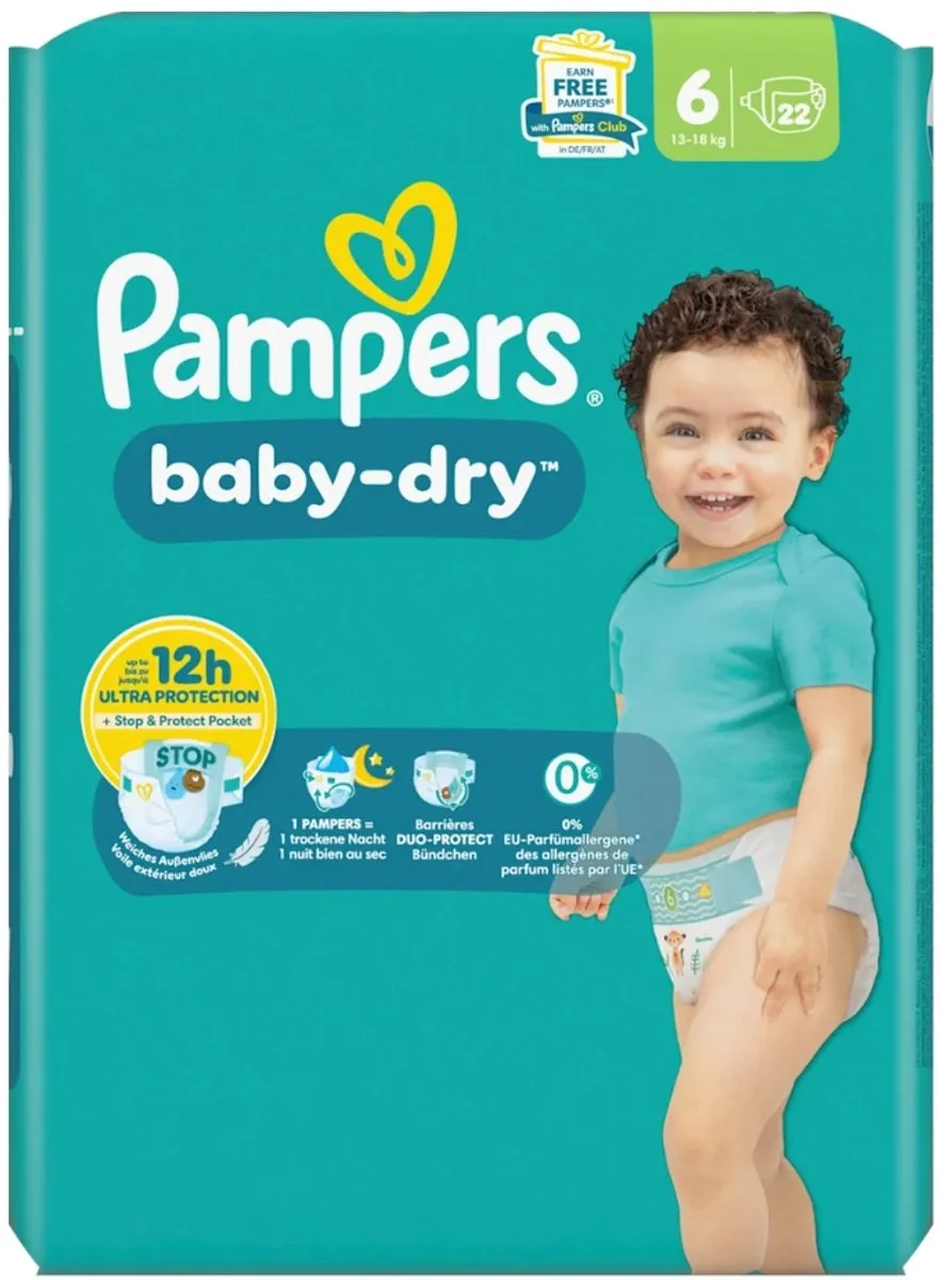Pampers Baby Dry Maat 6 Luiers - 44 Stuks