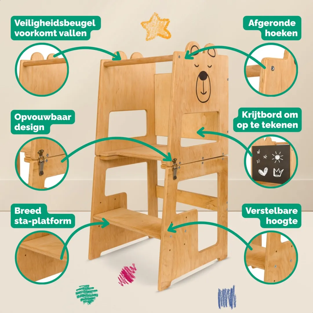 Fits4Kids Leertoren Keukenhulp Premium Brommie - Handgemaakt EU
