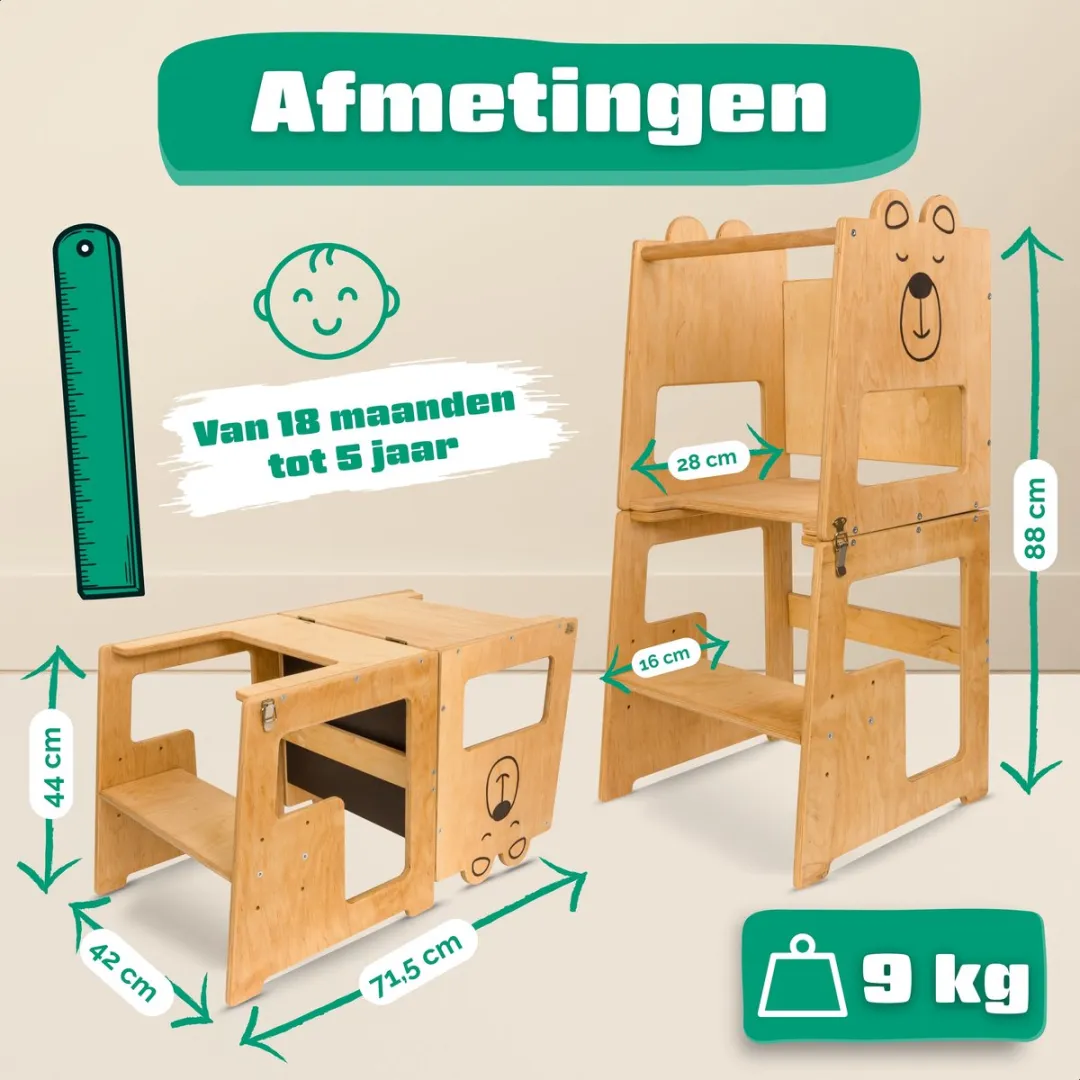 Fits4Kids Leertoren Keukenhulp Premium Brommie - Handgemaakt EU