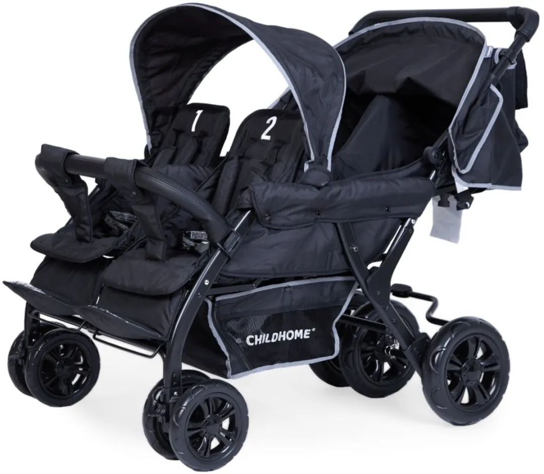 Childhome Quadruple Kinderwagen 4 Zitplaatsen - Zwart