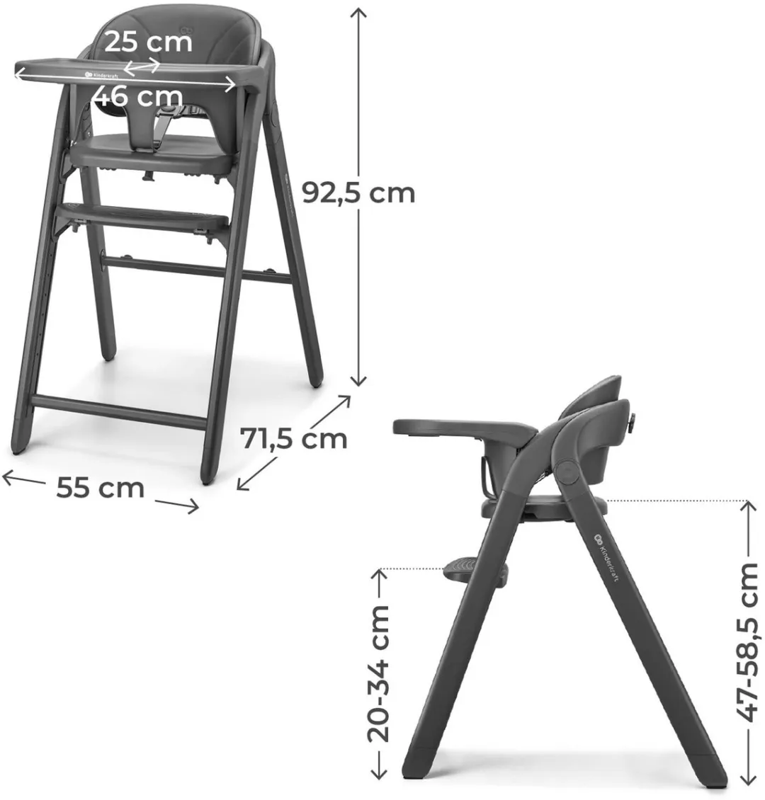 KinderKraft TINO 3-in-1 Kinderstoel - Grijs
