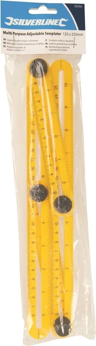 Silverline Verstelbare Sjabloon 120x250mm - Polypropyleen - Geel