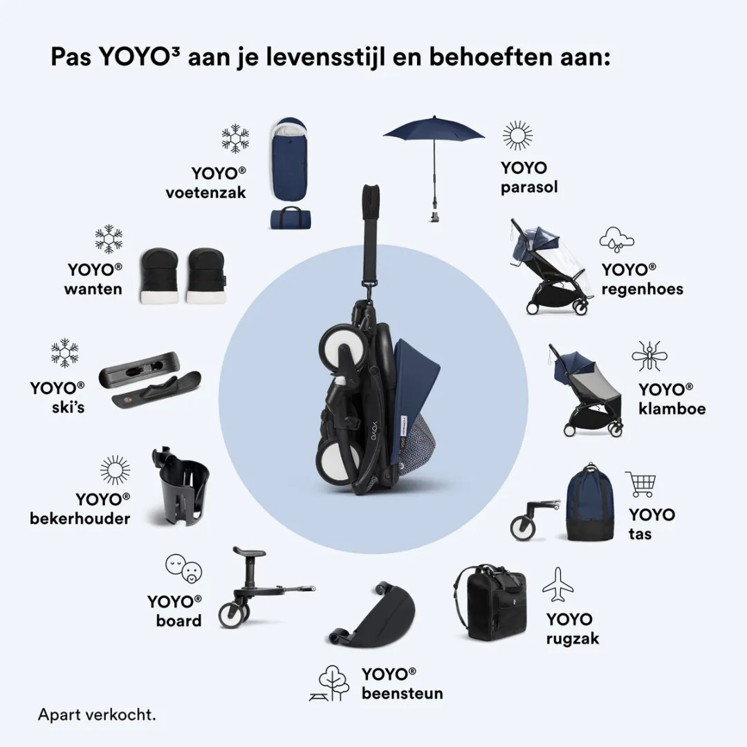Stokke YOYO3 Kinderwagen - Air France Blue - Inclusief frame