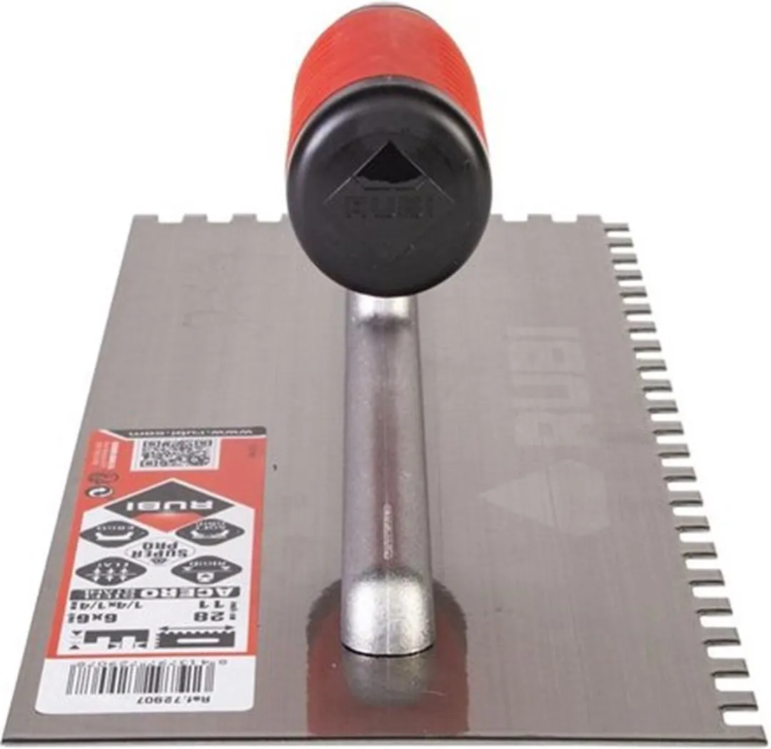 Rubi Flex Lijmspaan 6x6x280mm - Open Greep - Rood/Zilver/Zwart