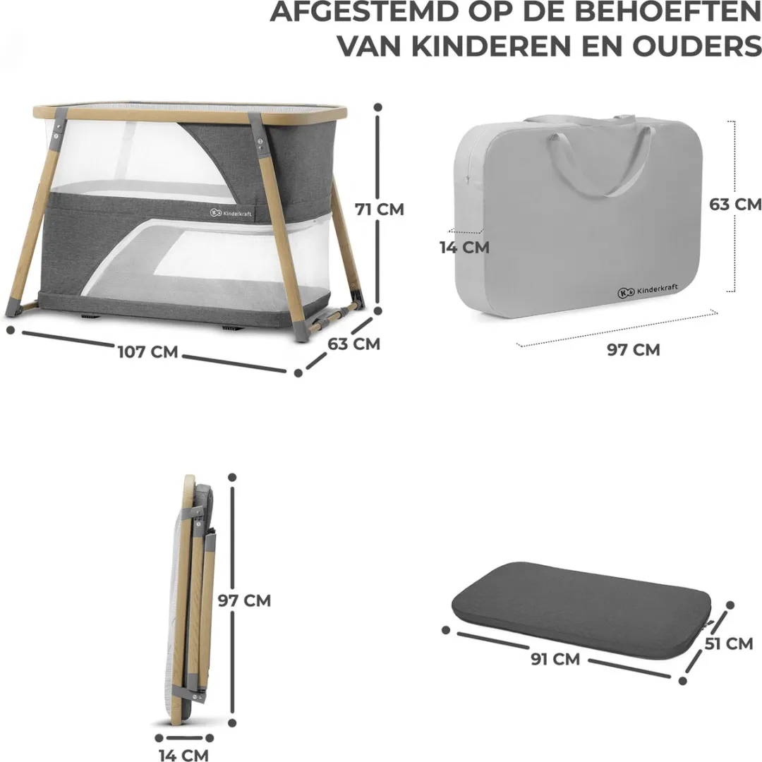 KinderKraft SOFI Reisbedje 4-in-1 Grijs
