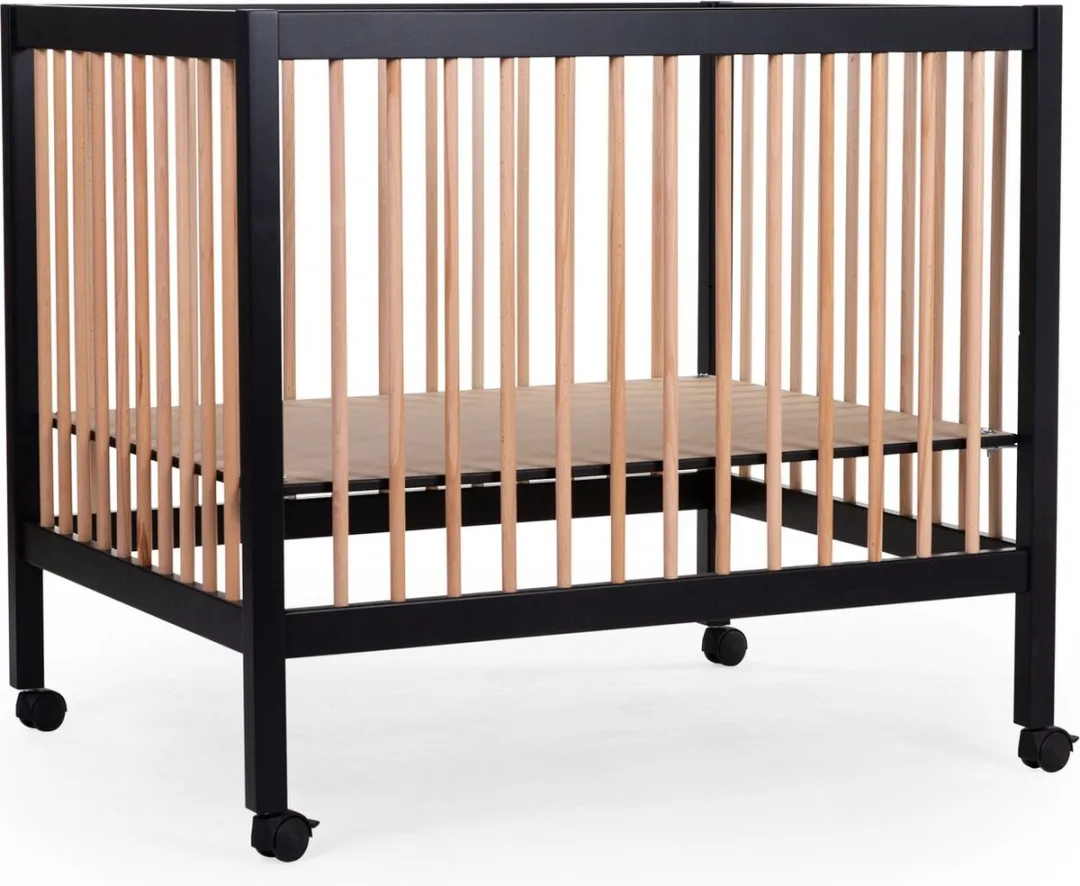 Childhome Park 97 Box met wieltjes - Verstelbaar op 3 hoogtes - Hout – Zwart/naturel - 98 x 78 x 82 cm