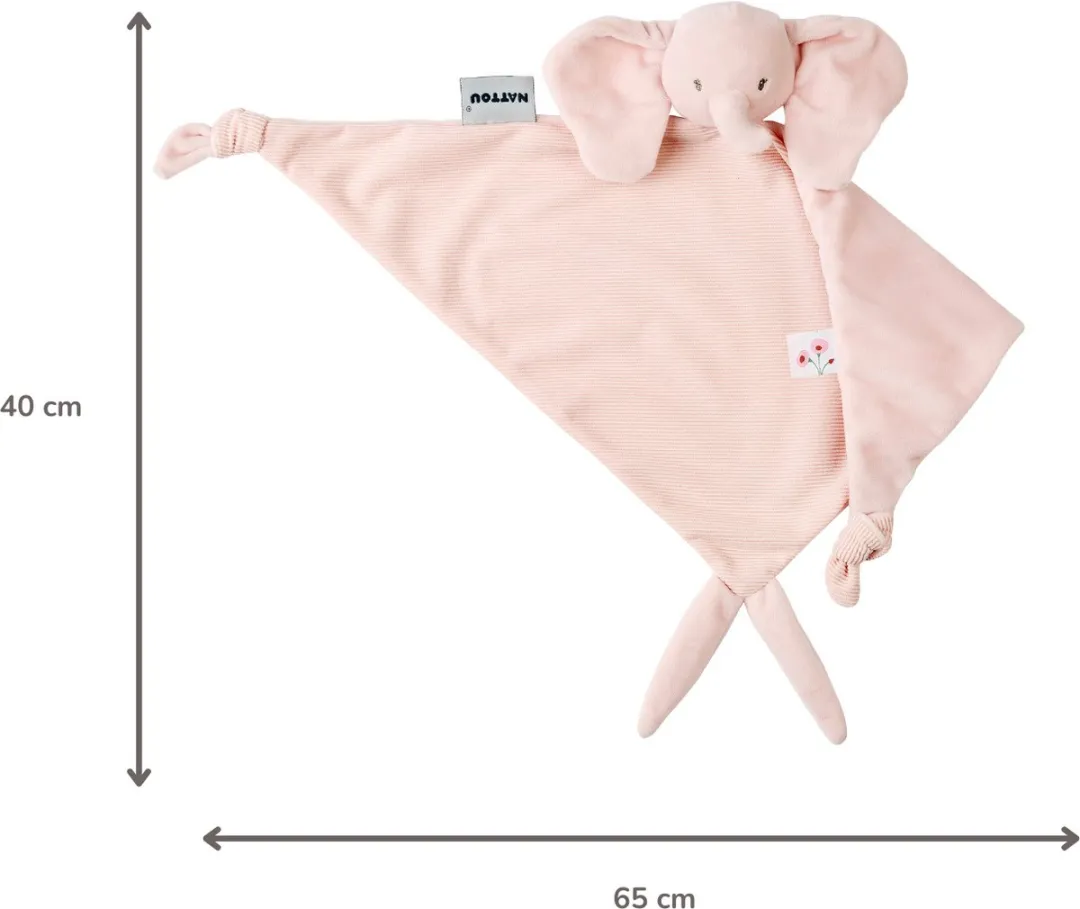 Nattou FanFan Baby Knuffeldoekje Olifant Roze 65x40cm