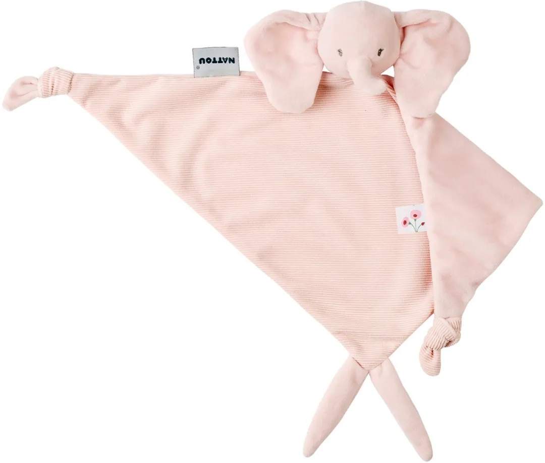 Nattou FanFan Baby Knuffeldoekje Olifant Roze 65x40cm