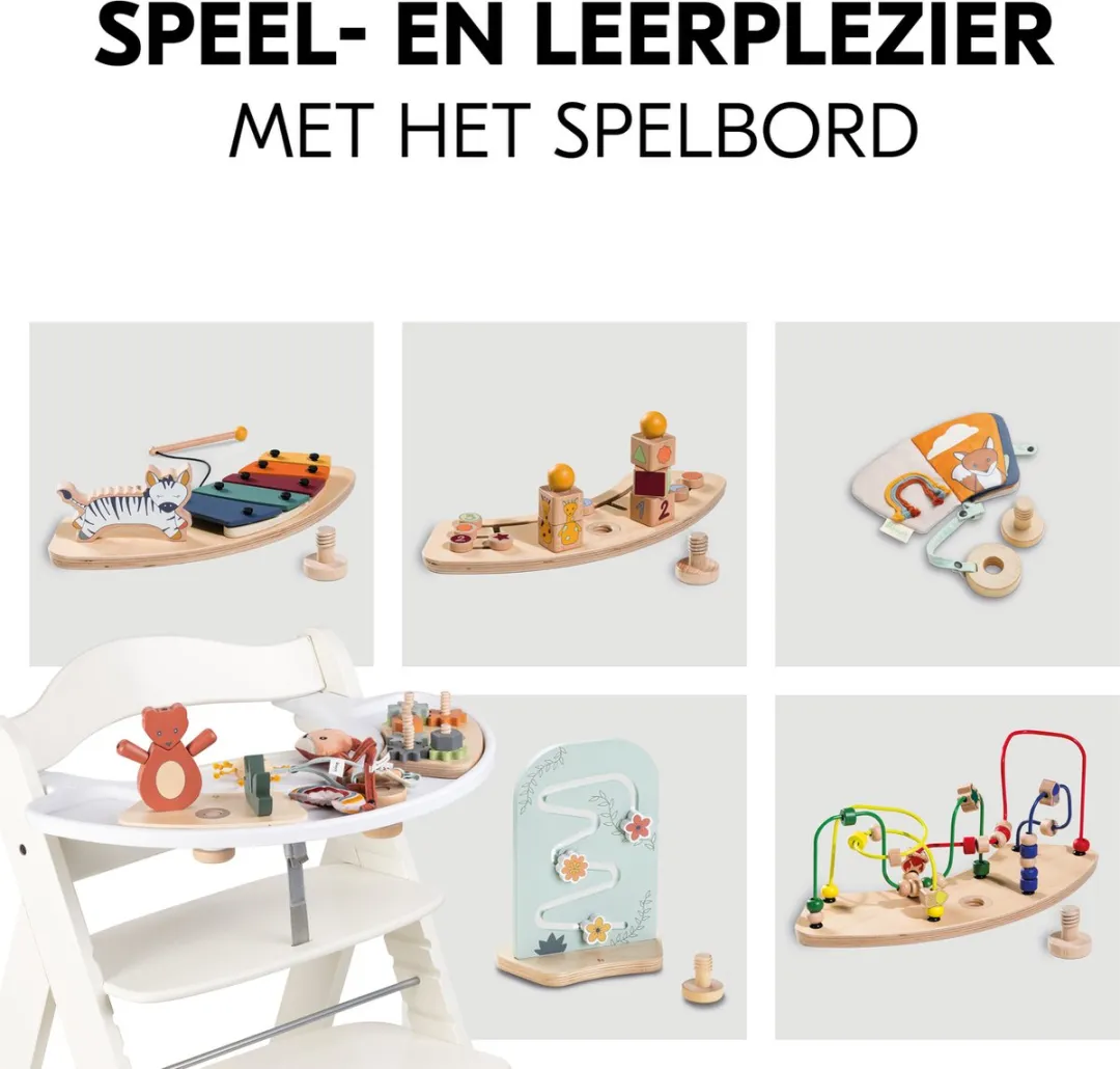 Hauck Beta+ Kinderstoel - White - inclusief wielen en houten tafel