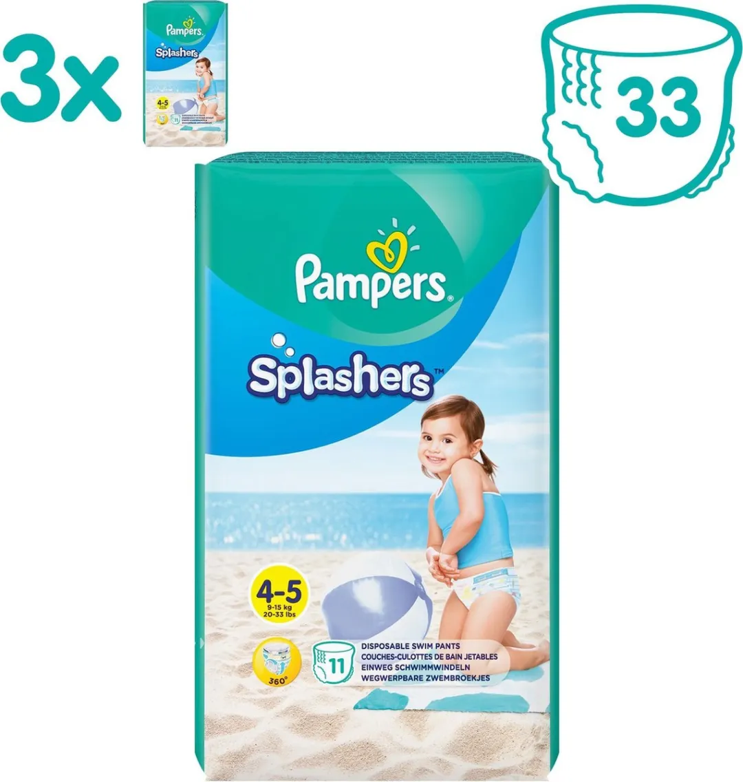 Pampers Splashers Wegwerpluiers Maat 4-5 33 Stuks