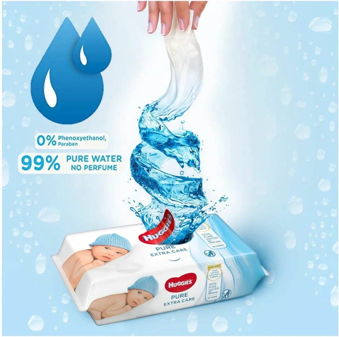 Huggies Pure Extra Care Billendoekjes 56 Stuks