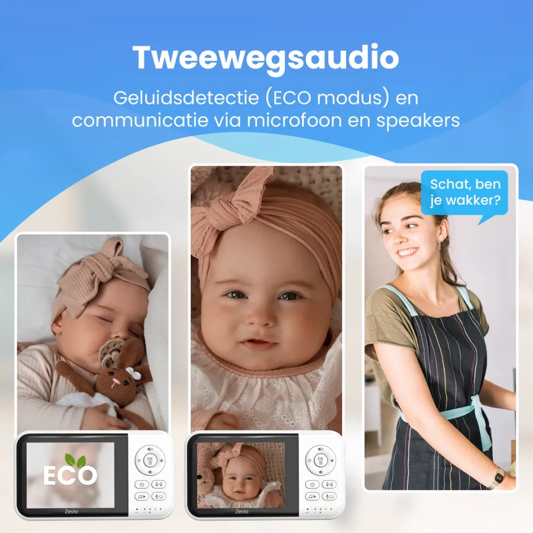 Zevio Babyfoon Comfort - Babyfoon Met 2 Camera's - Baby Monitor - Baby Camera
