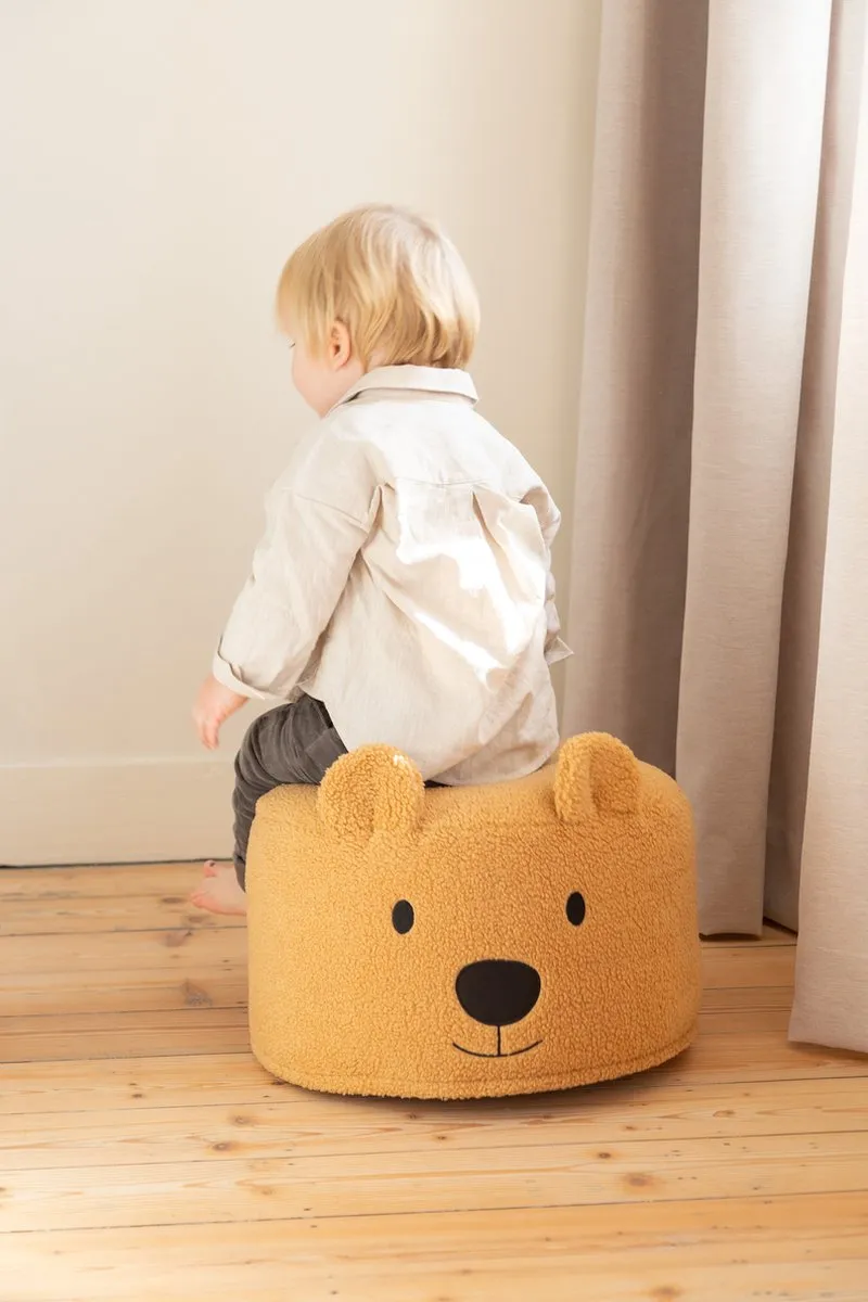 Childhome Teddy Beer Poef 40x40x25cm - Beige