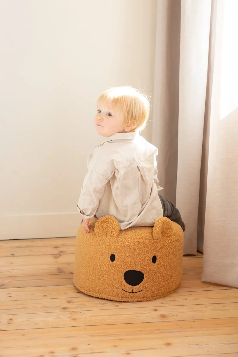 Childhome Teddy Beer Poef 40x40x25cm - Beige