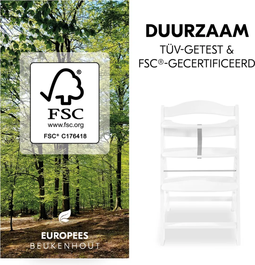 Hauck Alpha+ Kinderstoel - Wit FSC Beukenhout