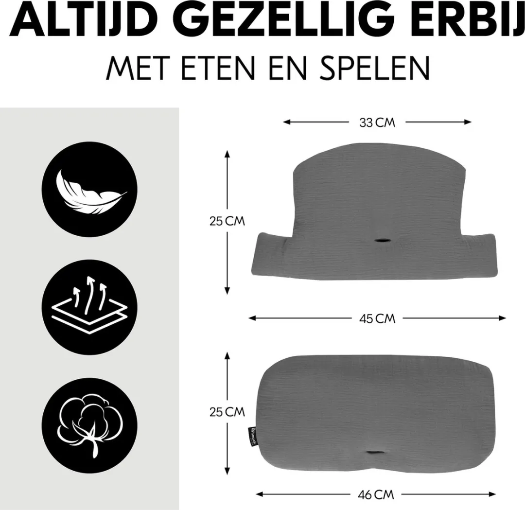 Hauck Highchair Pad Select Kussenset - Dark Grey - afbeelding 6 van 6
