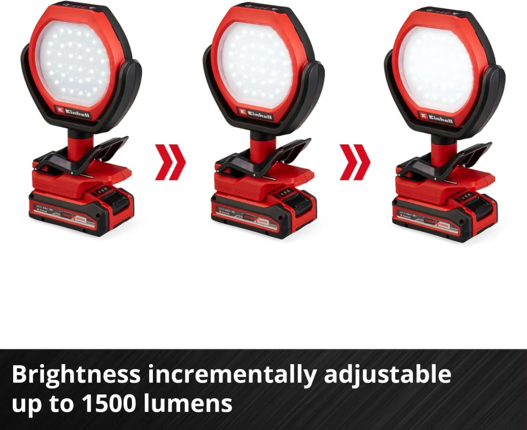 Einhell Accu Lamp GC-OL 18/1500 Li Solo 1500lm - 36 LED's - 7000K - Rood/Zwart