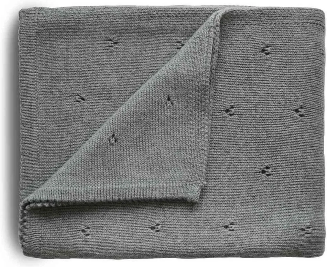 Mushie Knitted Pointelle Baby Deken 80x80cm