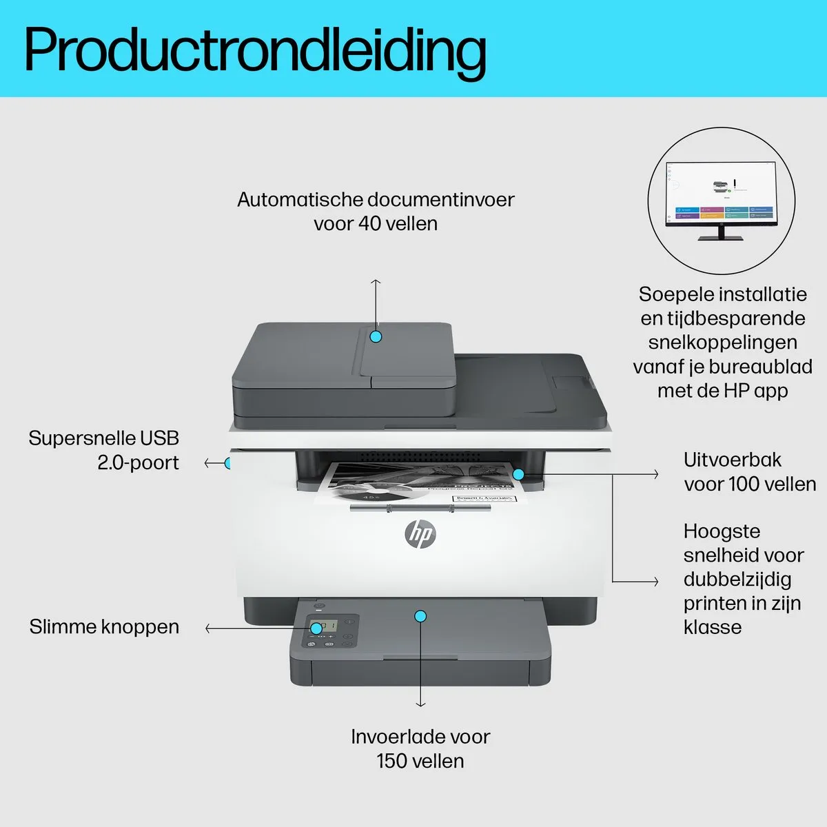HP LaserJet M234SDN Multifunctionele Laserprinter - 150 Vel - Wit