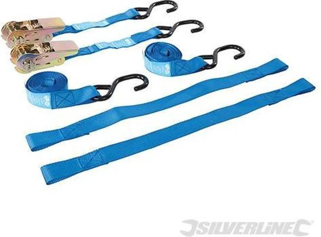 Silverline Motorfiets Spanbanden Set 700kg - 4-delig - Polyester