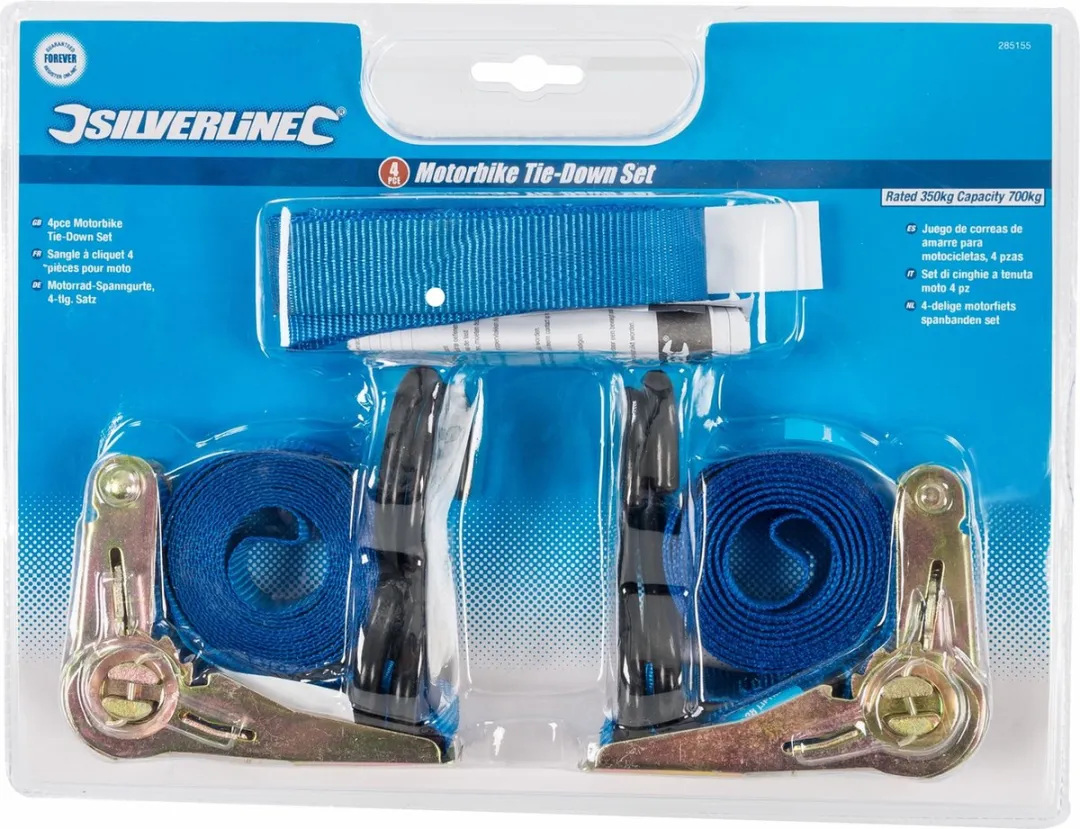 Silverline Motorfiets Spanbanden Set 700kg - 4-delig - Polyester