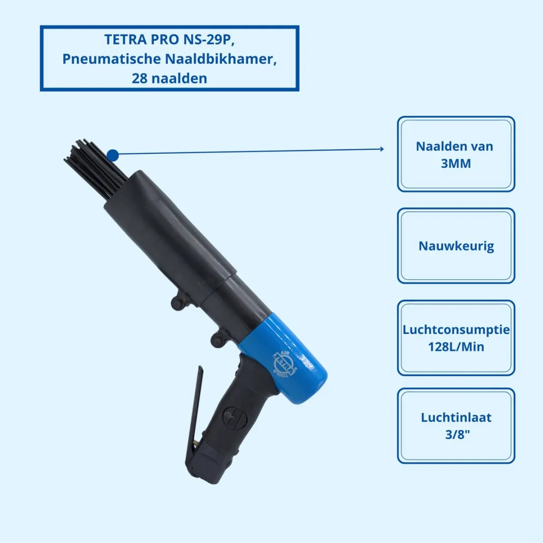 TETRA PRO NS-29P Pneumatische Naaldbikhamer - 28 Naalden