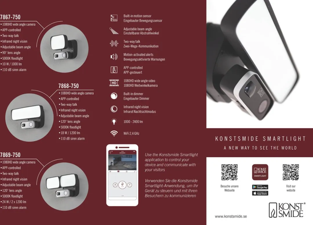 Konstsmide Smartlight 7867-750 Wi-Fi IP CCTV Camera - Zwart