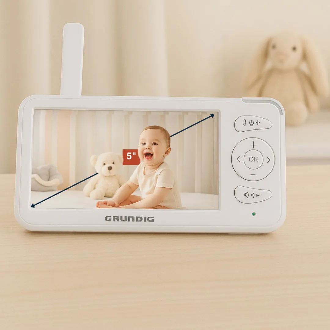 Grundig Video Babyfoon 5 inch - Nachtzicht & Terugspreek - Wit