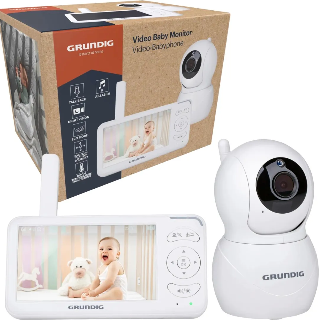 Grundig Video Babyfoon 5 inch - Nachtzicht & Terugspreek - Wit