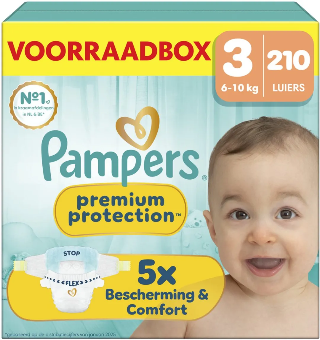 Pampers Premium Protection Maat 3 Luiers - 210 Stuks