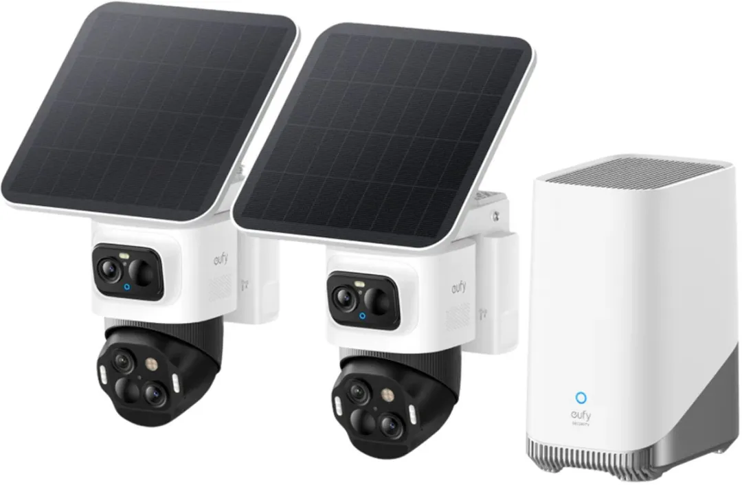 eufy eufyCam S4 2-Cam Kit, 4K PTZ beveiligingscamera buiten, triple lens bullet,