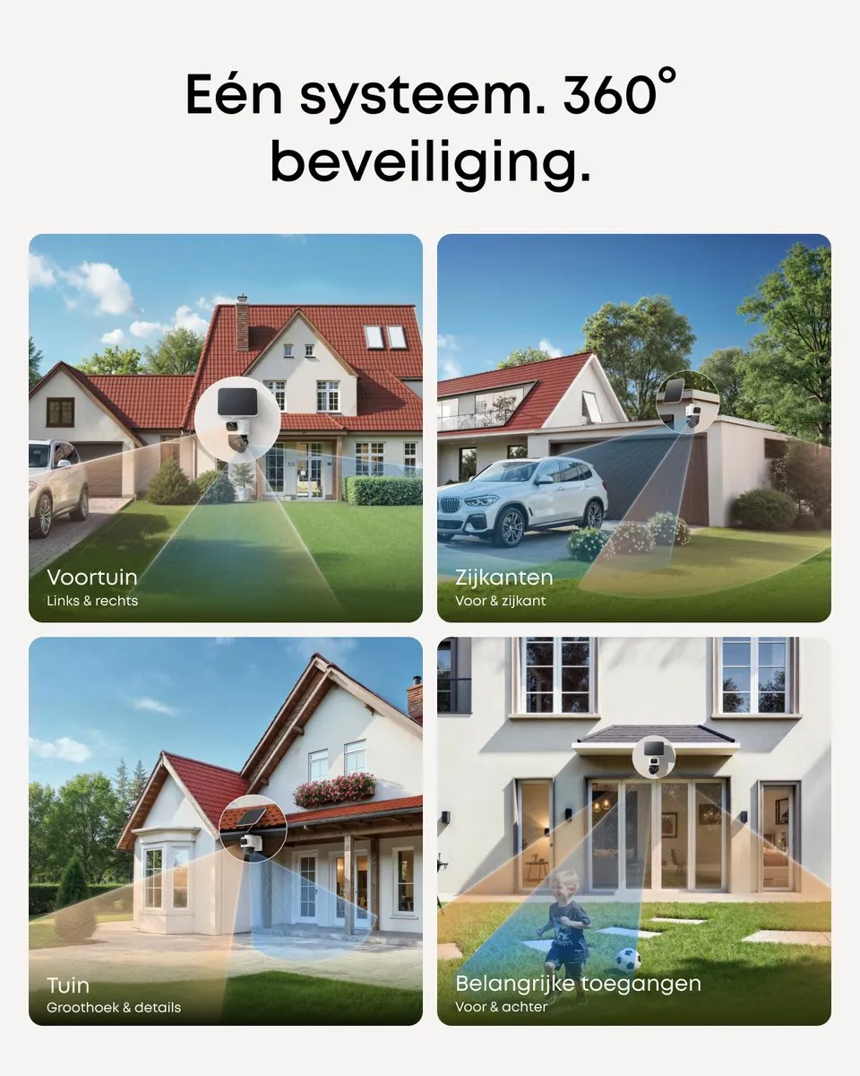 eufy eufyCam S4 2-Cam Kit, 4K PTZ beveiligingscamera buiten, triple lens bullet, 360° pan/tilt, 8× zoom, AI-tracking, HomeBase S380, 16TB opslag