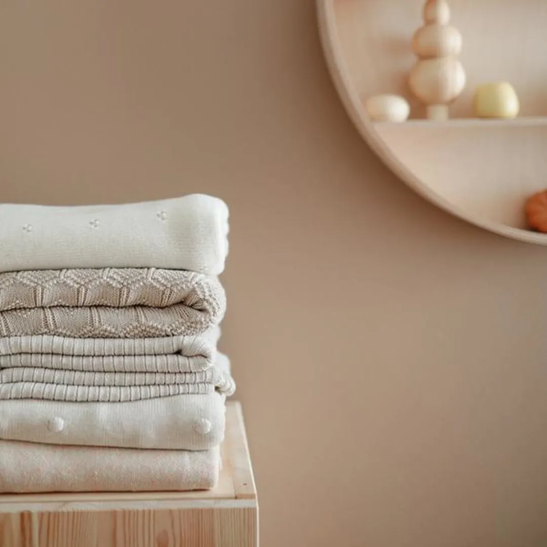 Mushie Wiegdeken Ribbed Ivory 90x90cm
