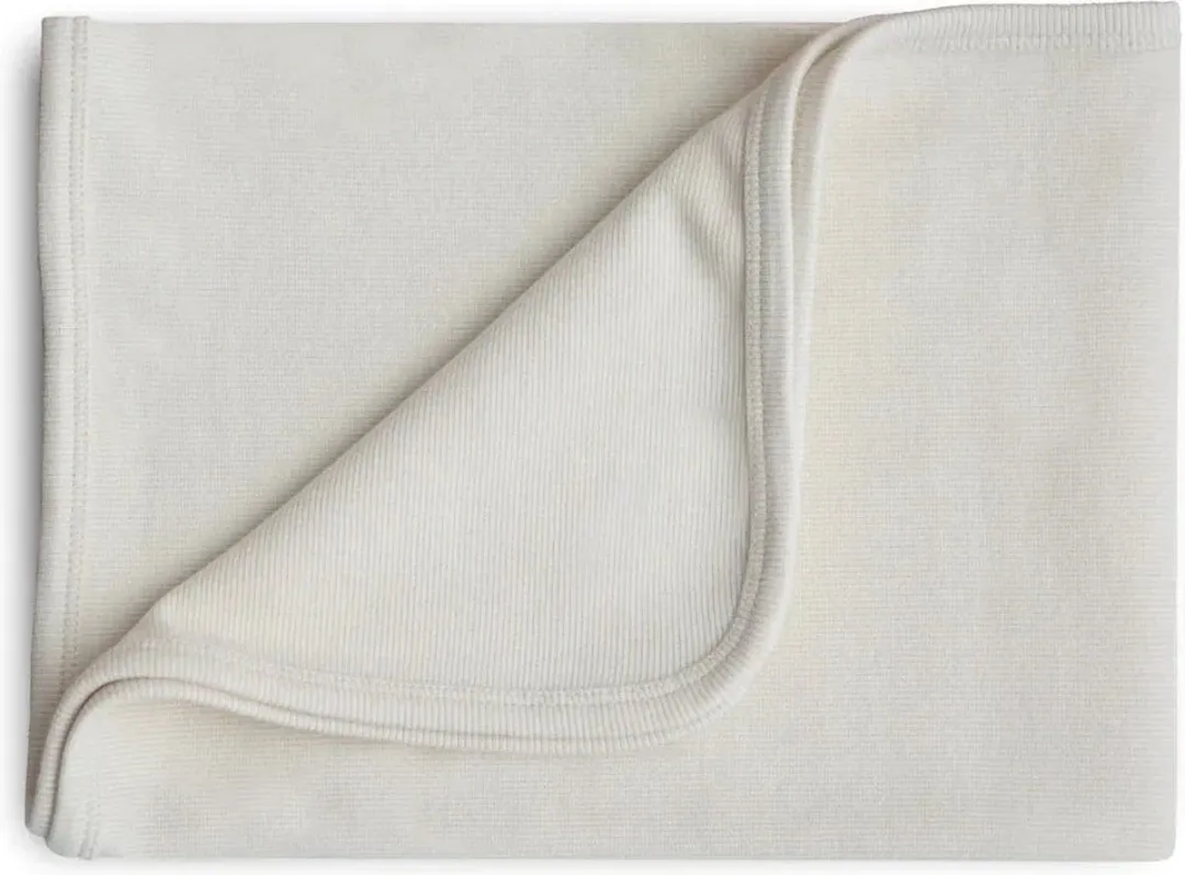 Mushie Wiegdeken Ribbed Ivory 90x90cm
