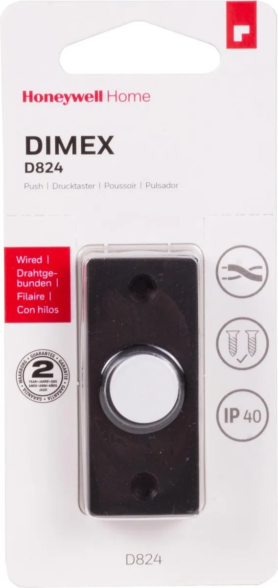 Honeywell D824 Beldrukker - 24x55mm - Zwart