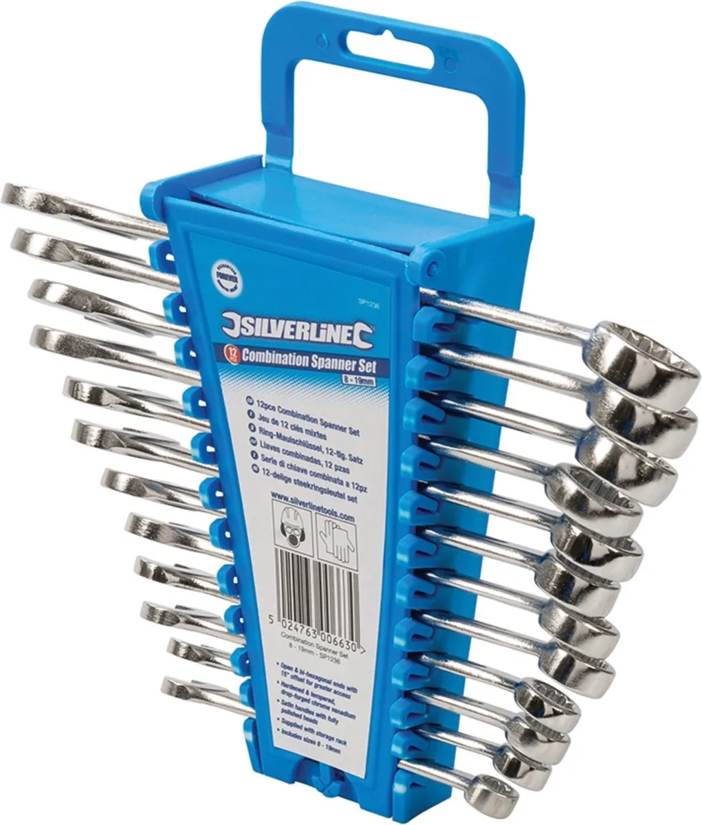 Silverline Steekringsleutelset 12-delig 8-19mm - Vanadiumstaal