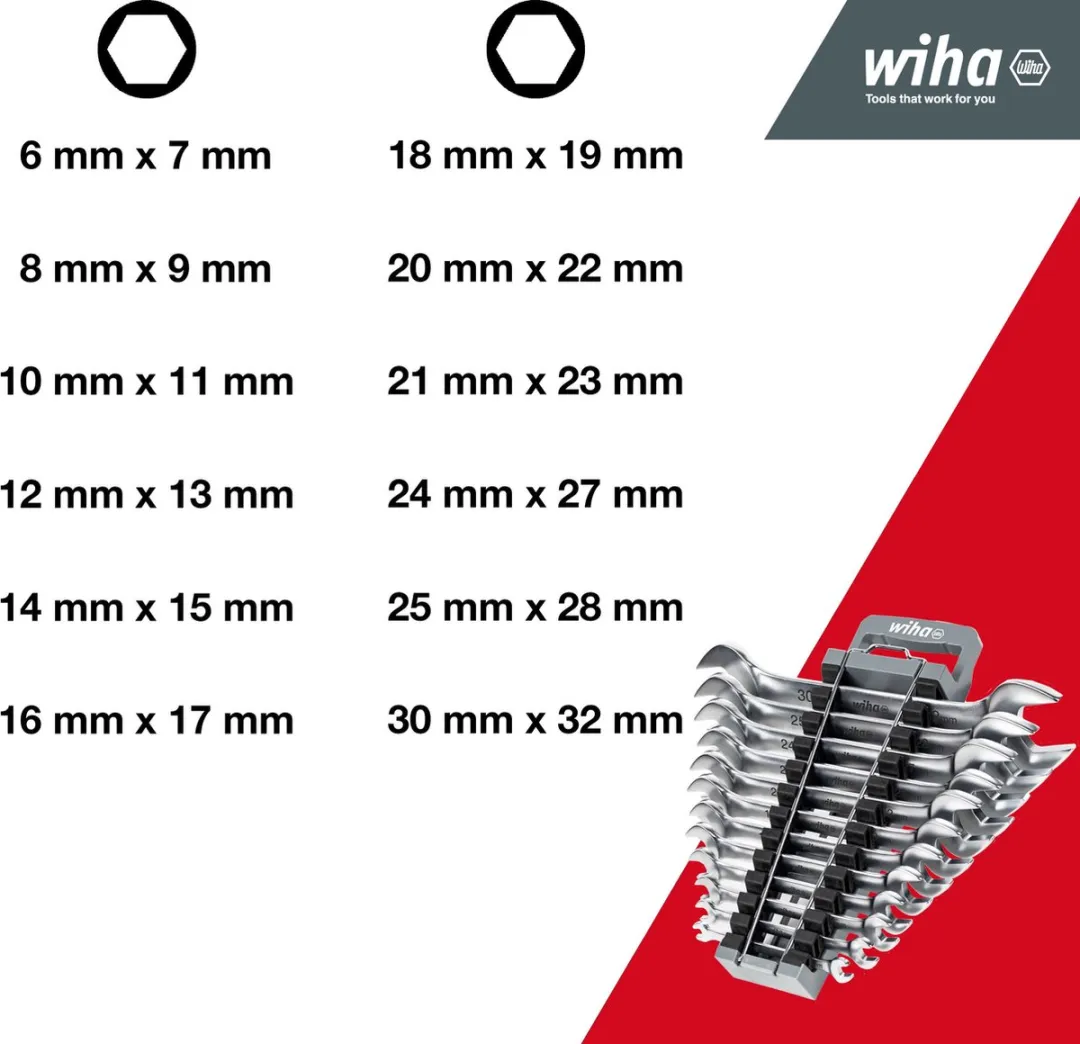 Wiha 44753 Dubbelbek-Steeksleutelset 13-delig - Inch