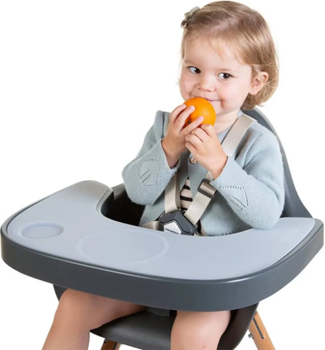 Childhome - Evolu Eettablet voor Kinderstoel - Antraciet - ABS - Inclusief Siliconen Placemat