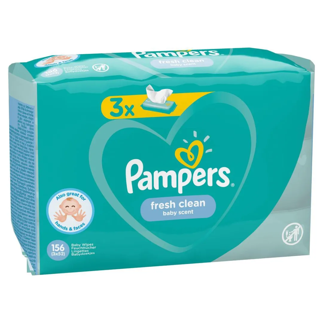 Pampers Fresh Clean Babydoekjes 156 Stuks - 3x52