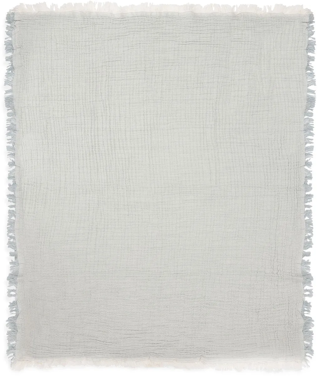 Jollein Deken Wieg Jersey 75x100cm - Fringe Stripe Sea Green/Ivory - GOTS