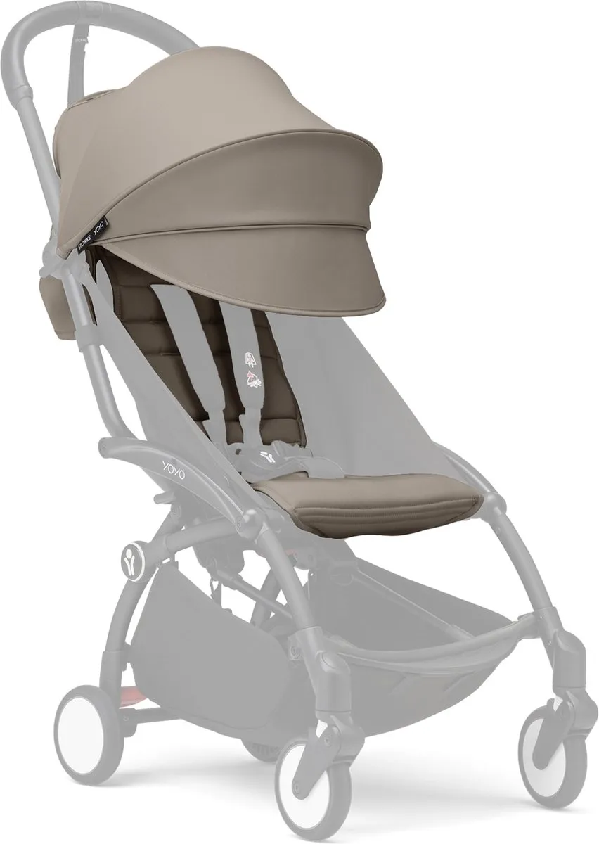 Stokke YOYO 6+ Color Pack, Taupe - Textiel: zitkussen, uitschuifbare luifel en achterzak met ritssluiting - Voor het YOYO-frame (los verkrijgbaar)