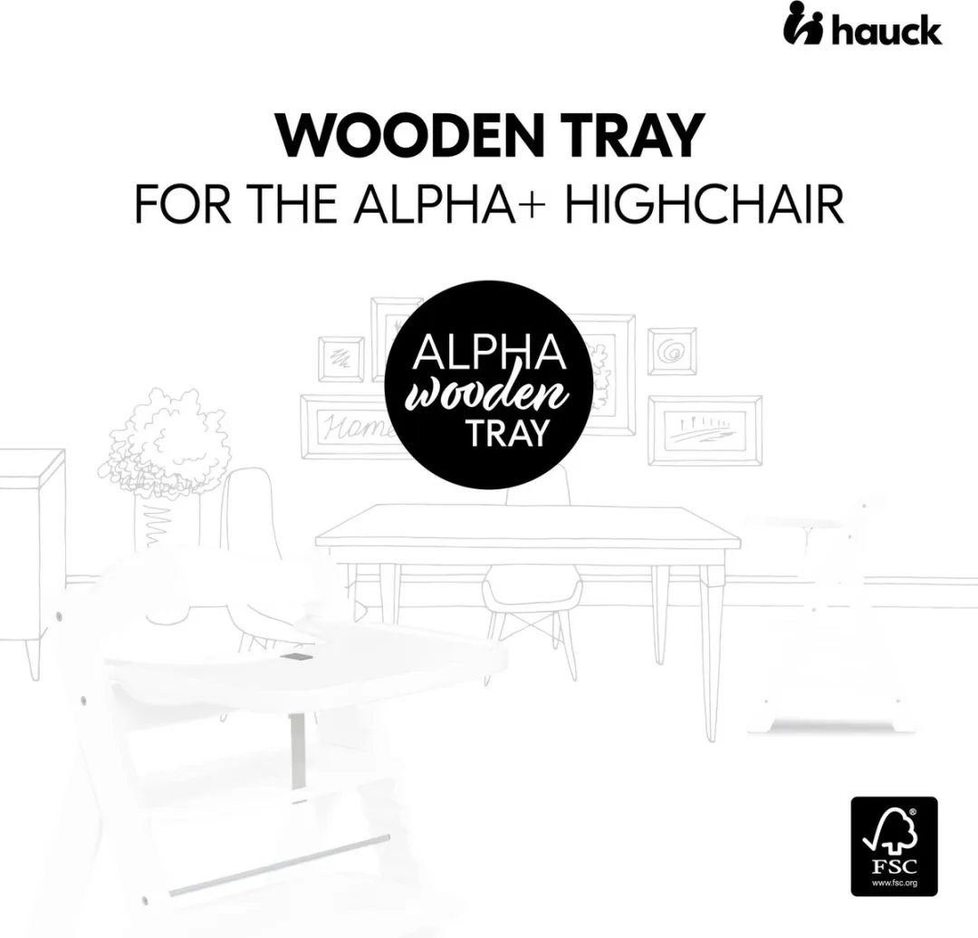 Hauck Alpha Wooden Tray - Kinderstoel - Wit