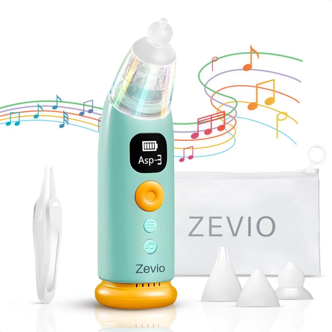 Zevio Neusreiniger Baby Elektrisch - Neuszuiger Baby - Met Licht en Muziek - Snoetenpoetsers - Neuspompje - USB-C - Inclusief Opbergetui