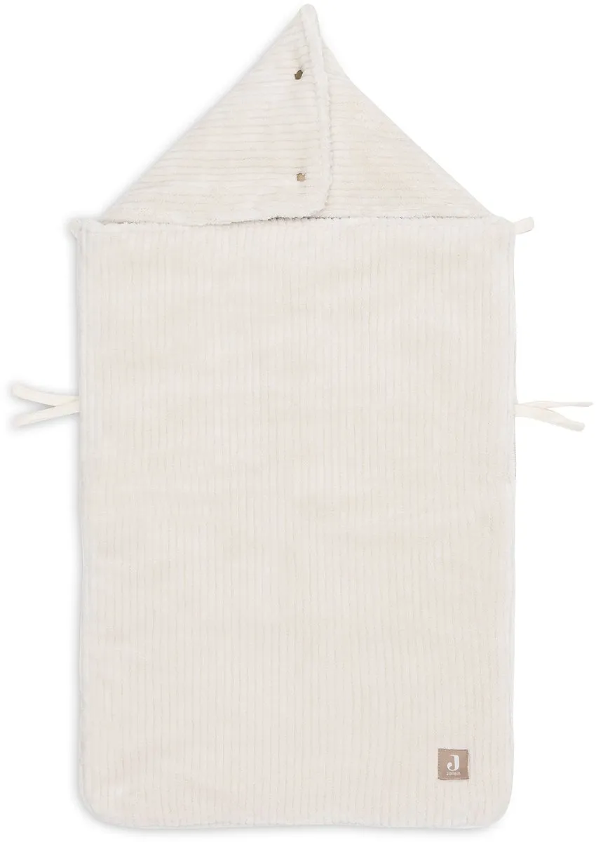 Jollein Voetenzak voor Autostoel & Kinderwagen - Cloudy Rib - Katoen - 42x82cm - Oatmeal