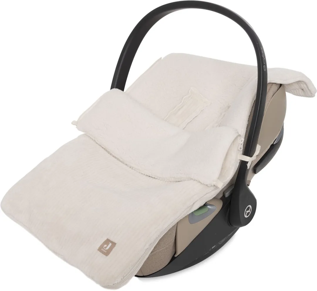Jollein Voetenzak voor Autostoel & Kinderwagen - Cloudy Rib - Katoen - 42x82cm - Oatmeal